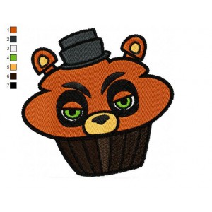 Five Nights Freddy Cupcake Embroidery Design